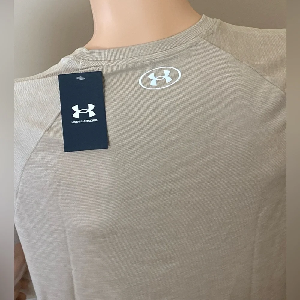 Under Armour Big & Tall Tech Textured Short Sleeve Tee- City Khaki - Picture 7 of 16